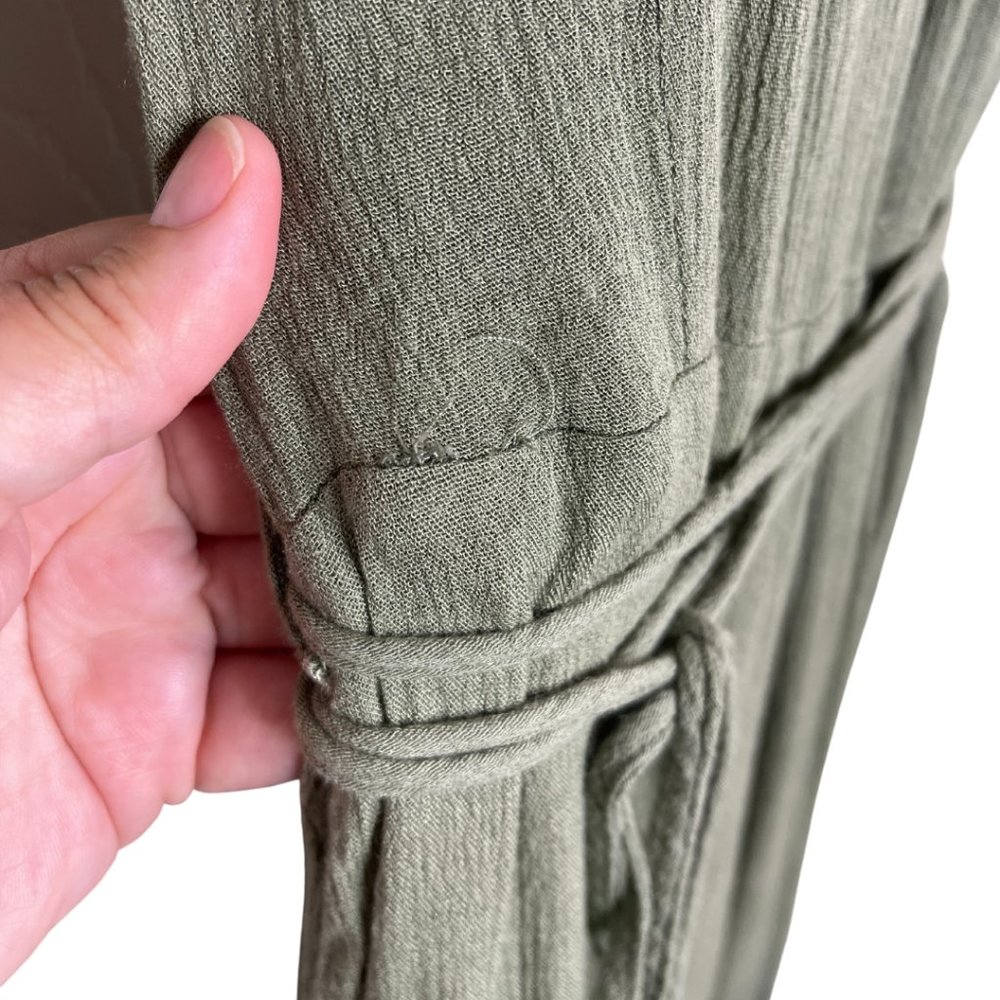 👗 LULU'S | Much Obliged Washed Olive Green Wrap Maxi Dress | Size S - Picture 7 of 12